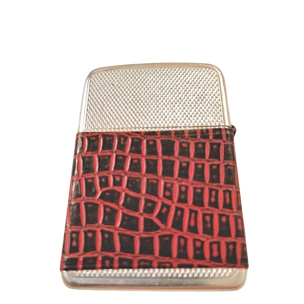 Storm King Torch Lighter Aluminum Red Alligator Design Sides Vintage Collectible